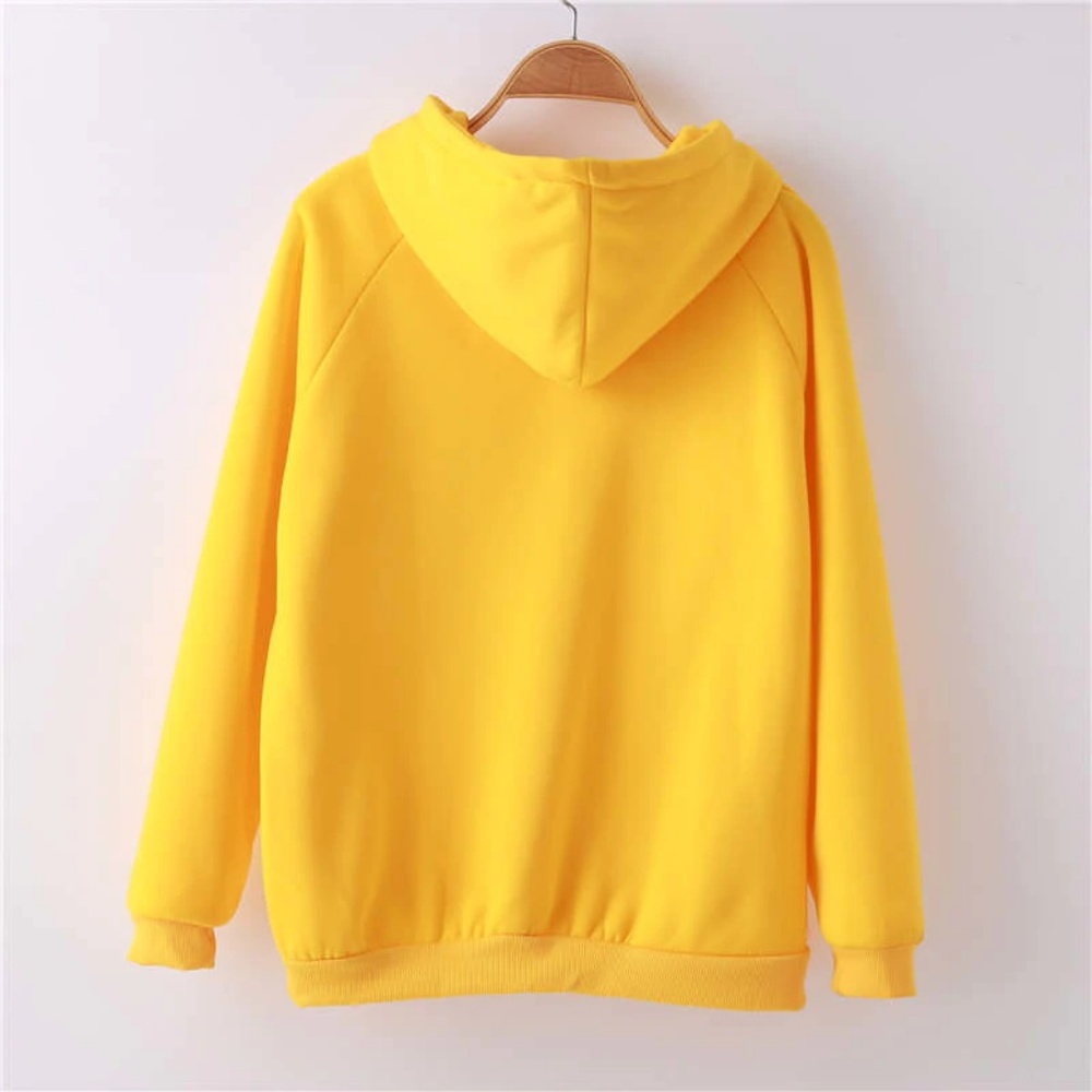 Oh YES Yellow Hoodie Pullover Sweatshirt - Picture 3 of 3